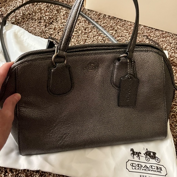 Leather Coach Bag in gun metal - Picture 5 of 5